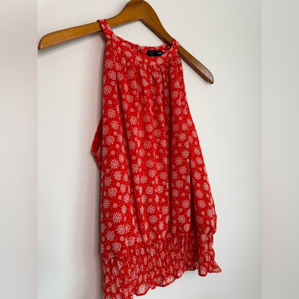 Aqua blouse Red/Orange with white detailing Size Small